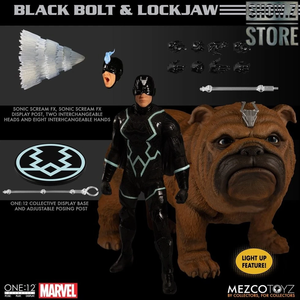 MEZCO Toyz One:12 Black Bolt & Lockjaw Two-Pack 3 MEZCO Toyz One:12 Black Bolt & Lockjaw Two-Pack - Image 3